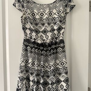 B Darlin Black and White Aztec Midi Dress